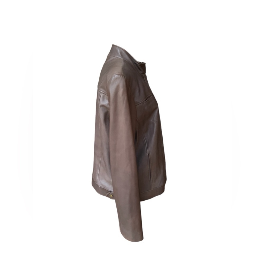 Alfani Brown Leather Jacket Size Large - Picture 4 of 7